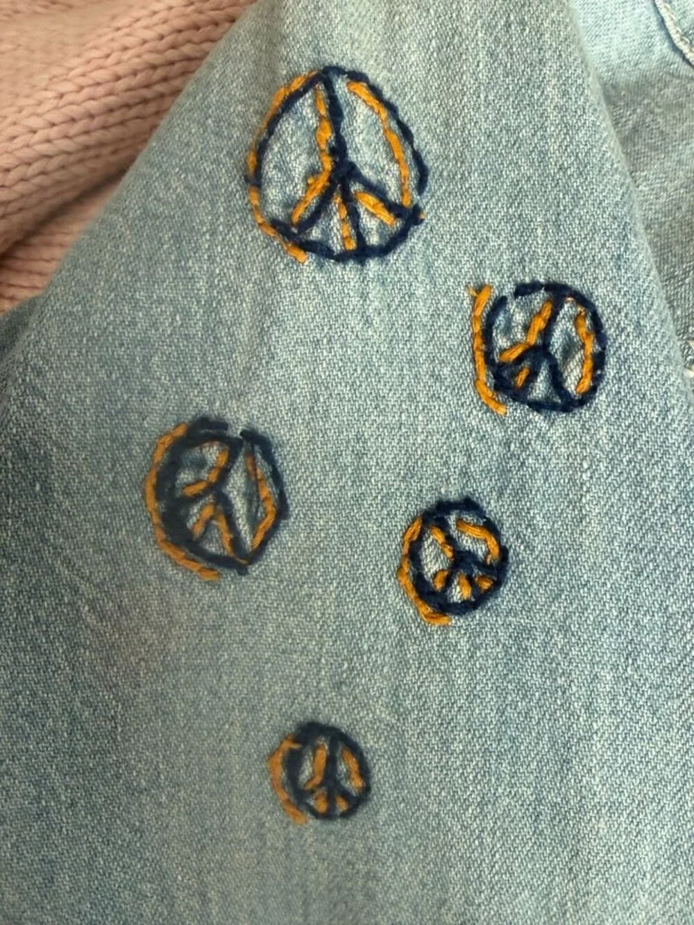Mother Womens Embroidered Denim Shirt XS "All My Exes" Light Wash - Picture 10 of 11